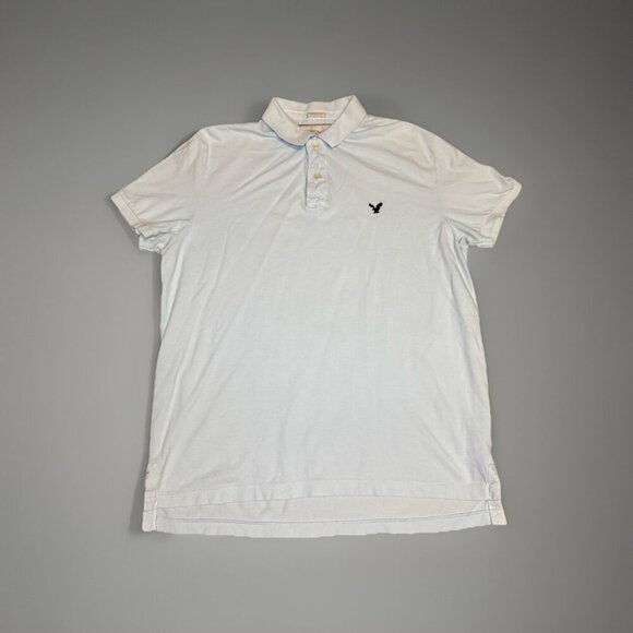 AMERICAN EAGLE Light Blue Polo Shirt Logo Athletic Fit Cotton Short Sleeve XL - Picture 1 of 7